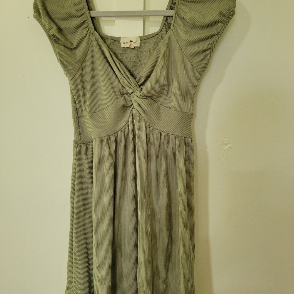 Derek Heart Olive Green Ribbed Top - Picture 3 of 10